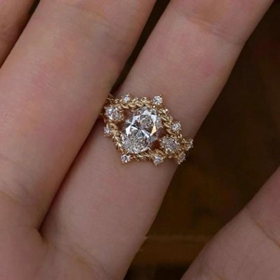 Korean Flower Design High-End Gold-Plated Ring
