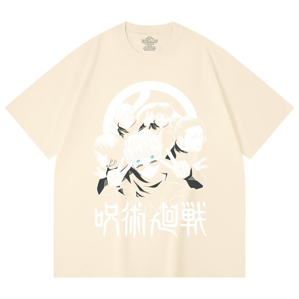 230 g/m² 100% bavlna Jujutsu Kaisen V30 Tým Gojo Potisk Unisex Těžké Bavlněné Tričko