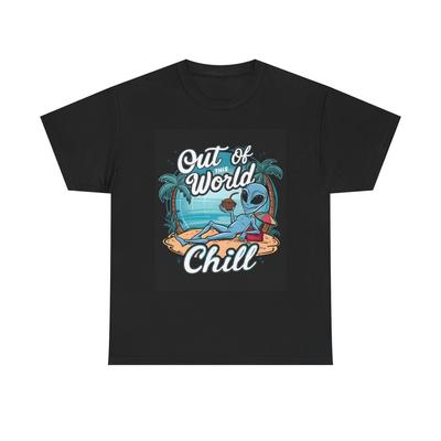 T-shirt Grafica Chill Fuori dal Mondo Vintage Divertente Retrò Unisex Cotone Pesante