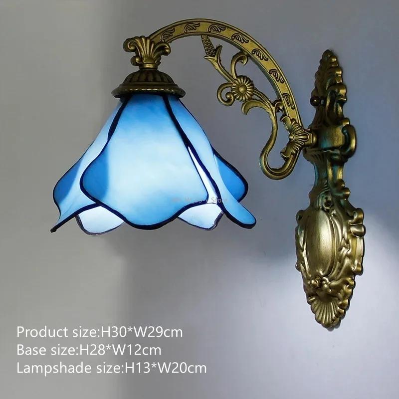 Vintage Baroque Stained Glass Lampshade Stained Glass LED Wall Lamp Wall Light Aisle Corridor Balcony Sconce Lighting  (No Bulb)