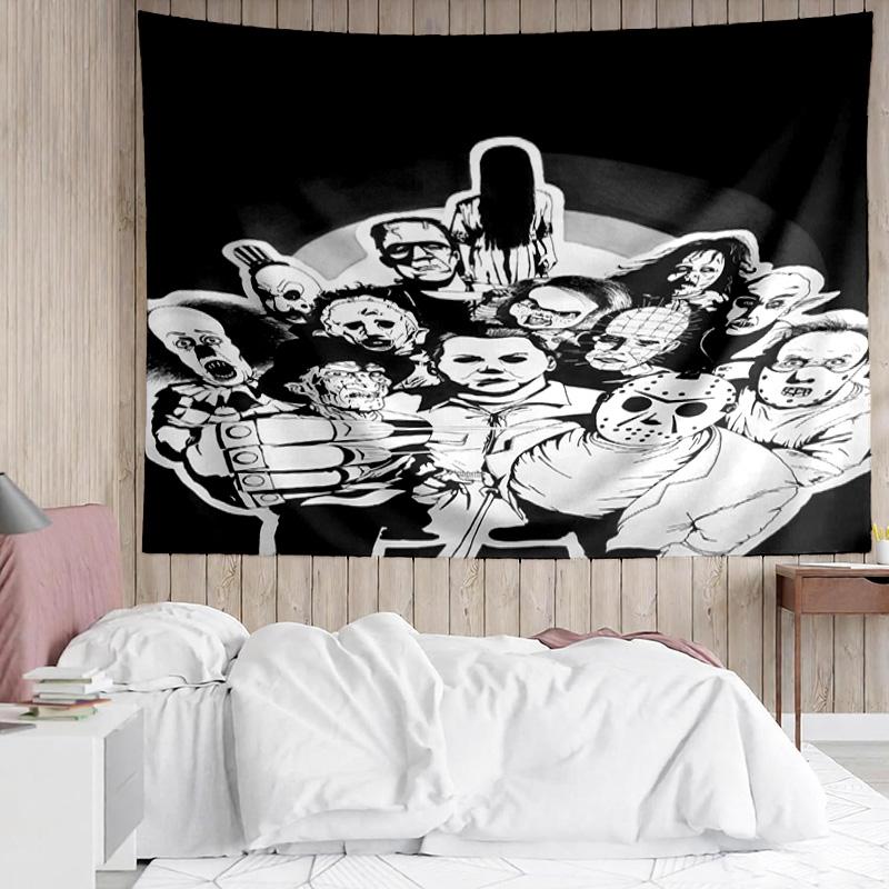 1PC Horror Movie Icons K-pop music group Tapestry Accessories for Bedroom,Livingroom, dormitory Room Wall Decor Fan Birthday Gifts