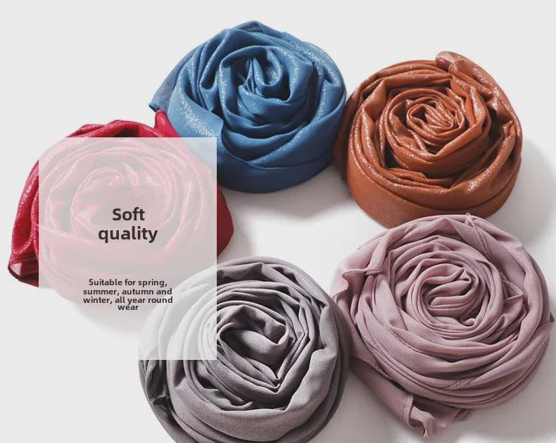 New Style Women's Silver Pearl Chiffon Long Scarf