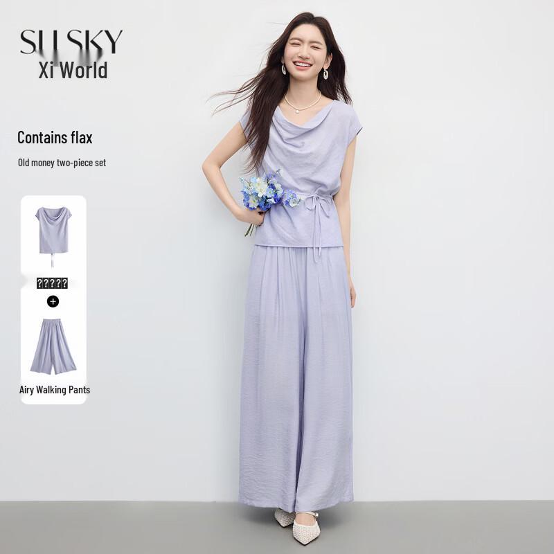 Women s Old Money Style Linen Blend Two-Piece Set S