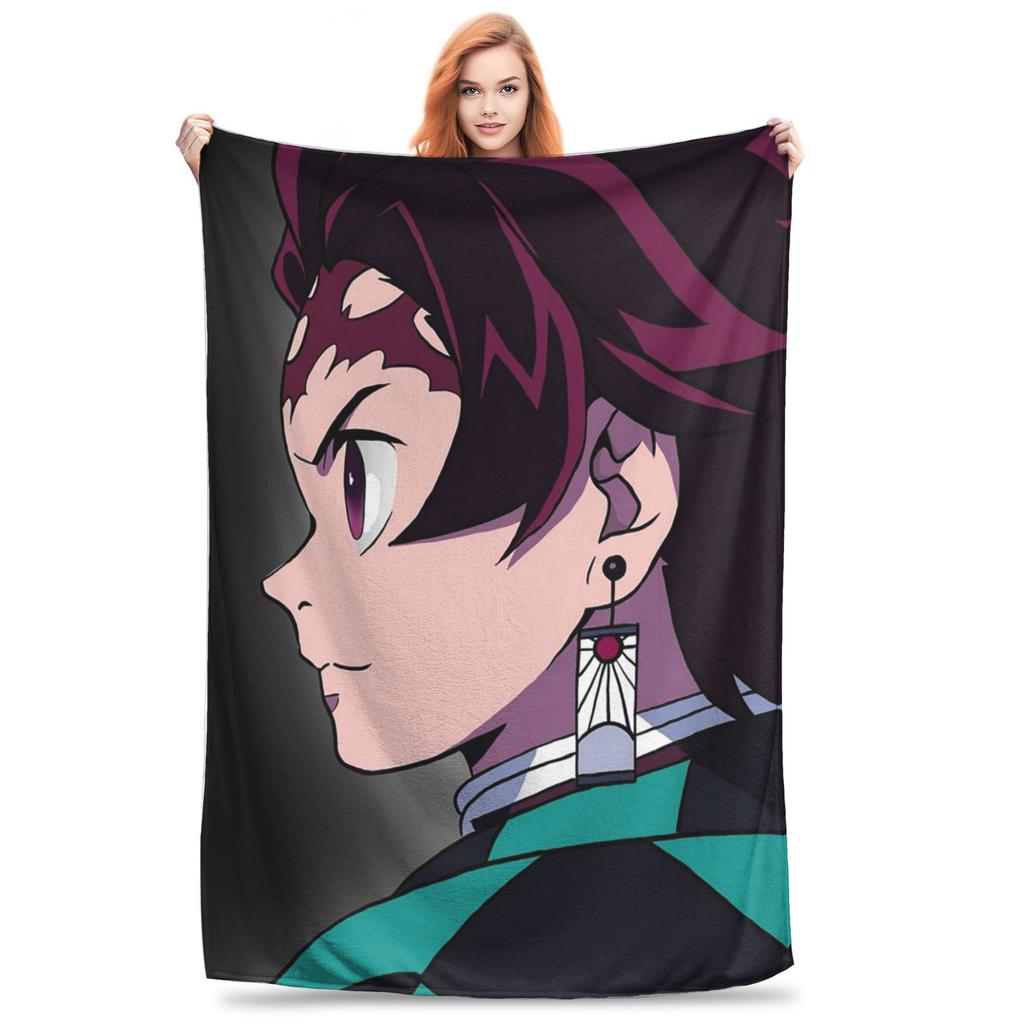 Demon Slayer Plush Kimetsu No Yaiba Kamado Tanjirou Anime Blankets Flannel Sofa Throw Blanket for Bedding Throws Bedspread Quilt