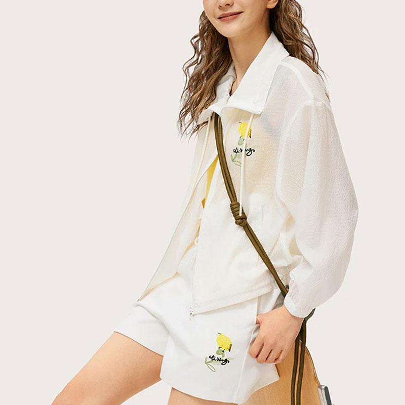 Li Ning Chinese Culture Series Painting Collar Loose Sports Windbreaker Women Outerwear Off-White AFDU366-1