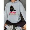Soft & Cozy Christmas Cartoon Cat Hoodie, Casual Pullover Sweatshirt with Kangaroo Pocket & Stretchy Knit Fabric - Festive Holiday Top for Adults