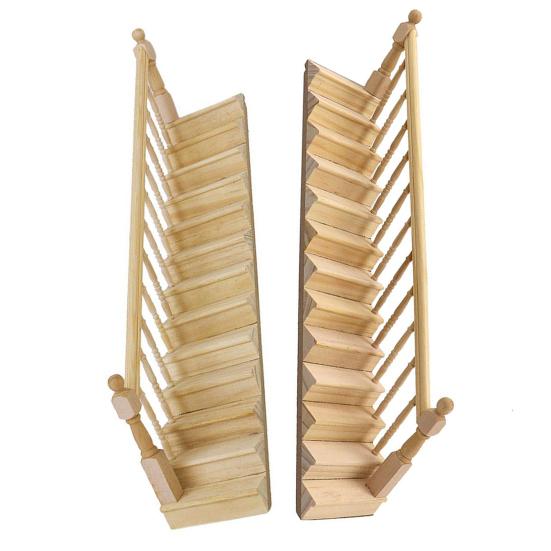 Doll House Stair Sturdy With Handrail Wood Handmade Doll Staircase for Home