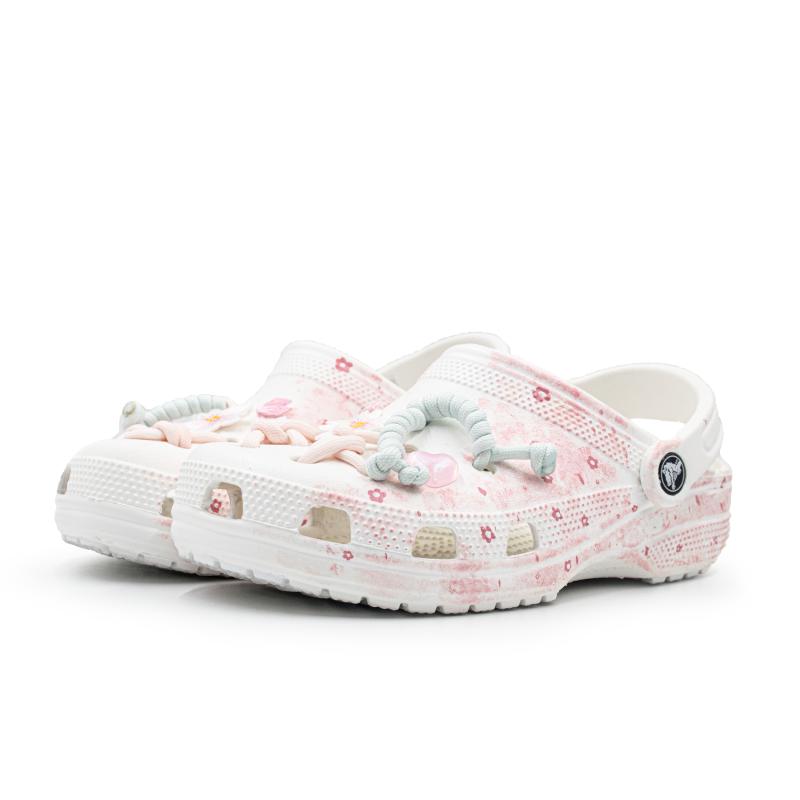 Crocs Classic clog Hanami Love Letter EVA Sweet Versatile Hole Shoes Unisex White