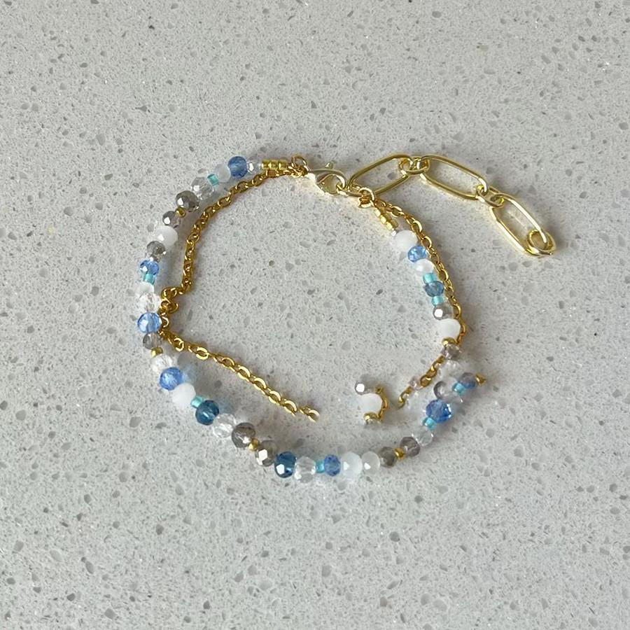 Glass Beaded Double Layer Bracelet For Women With Geometric Design Summer Accessory