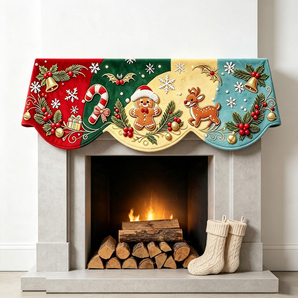 Christmas Fireplace Decorative Cloth for Festive Party