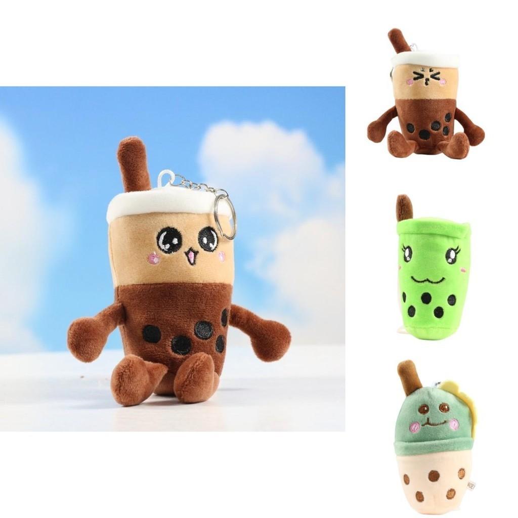 Bubble Tea Plush Toy Pendant Keychain Cute Boba Cup Expression Cartoon Doll Soft Gift