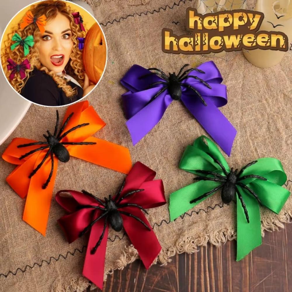 Spider Theme Spider Hair Clip Funny Halloween Head Wear Bowknot Hairpin Costume Party