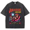 Street Woman Washed T-Shirts Jurassic Games Vintage Manga Print Short Sleeve Comfortable Cotton Oversize Tops Clothes