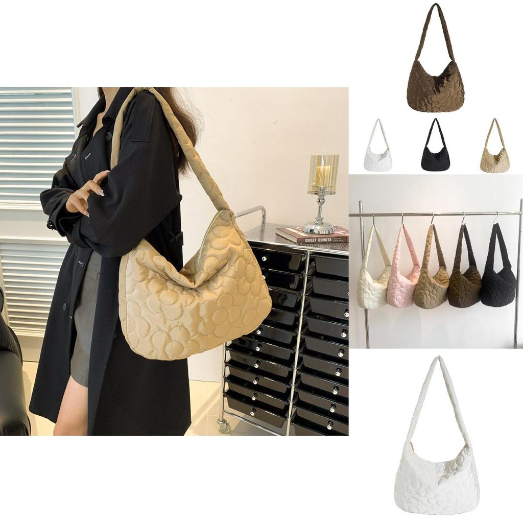 Chic Korean Style Cotton Tote Bag For Women 2023 New Pleated Cloud Bag Autumn Winter