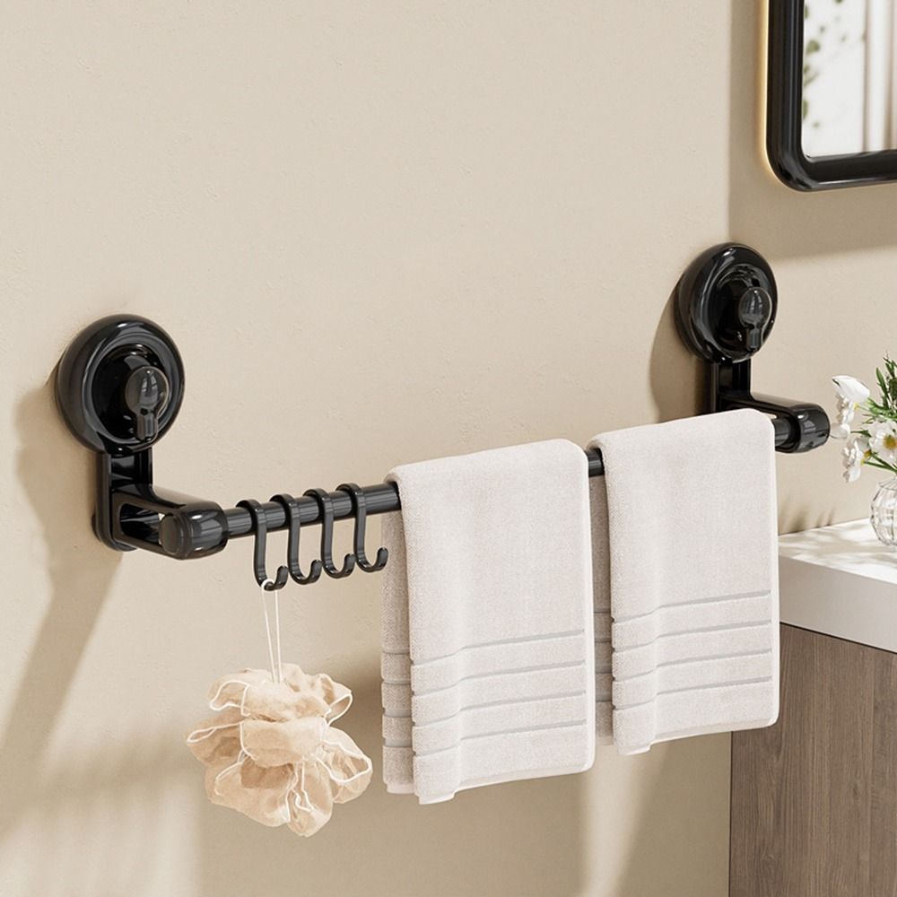 Punch Free Single Rod Towel Rack Plastic Bath Towel Hanger Suction Cup Towel Rack  Kitchen