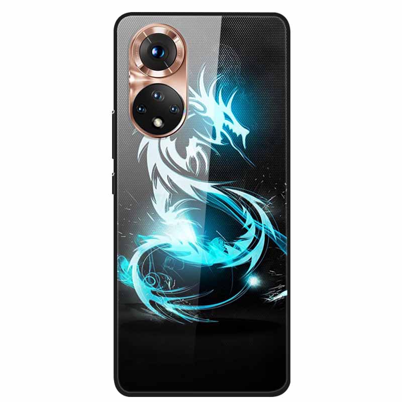 For Honor 50 Case Cartoon Tempered Glass Back Cover Hard Case For Huawei Honor 50 Pro Phone Cases NTH-AN00 NTH-NX9 Fundas Coque