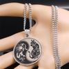 Yin Yang Cat Tai Chi Taoism Pendant Necklace for Women Men Stainless Steel Round Hip Hop Punk Chain Necklaces Jewelry N2521S05