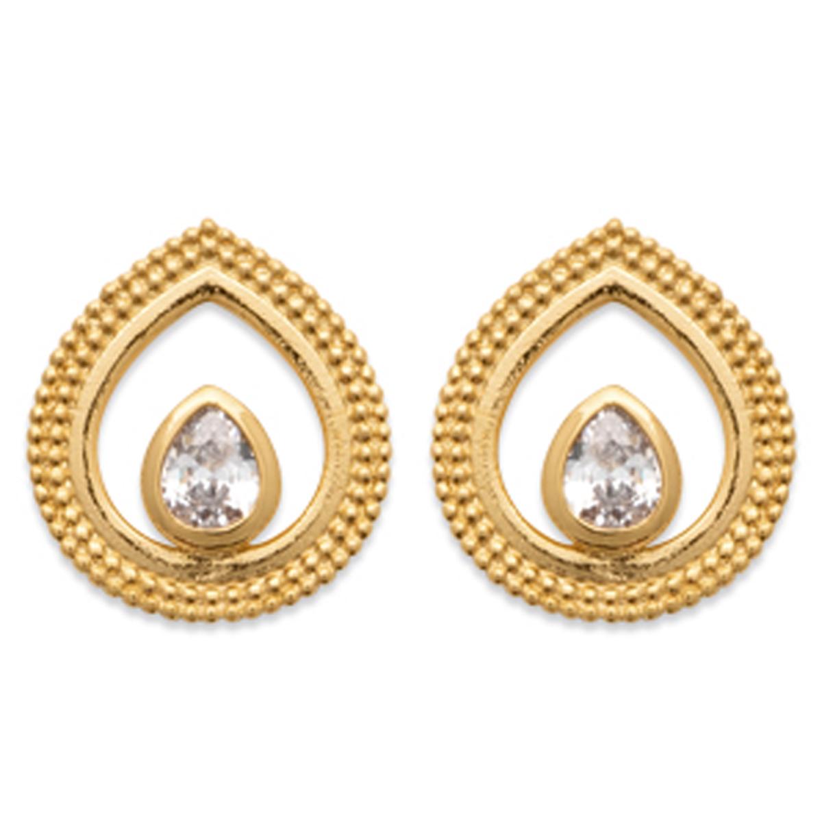 

Les Trésors De Lily [R3602] - Boucles Plaqué Or Sissi blanc doré - 12x11 mm