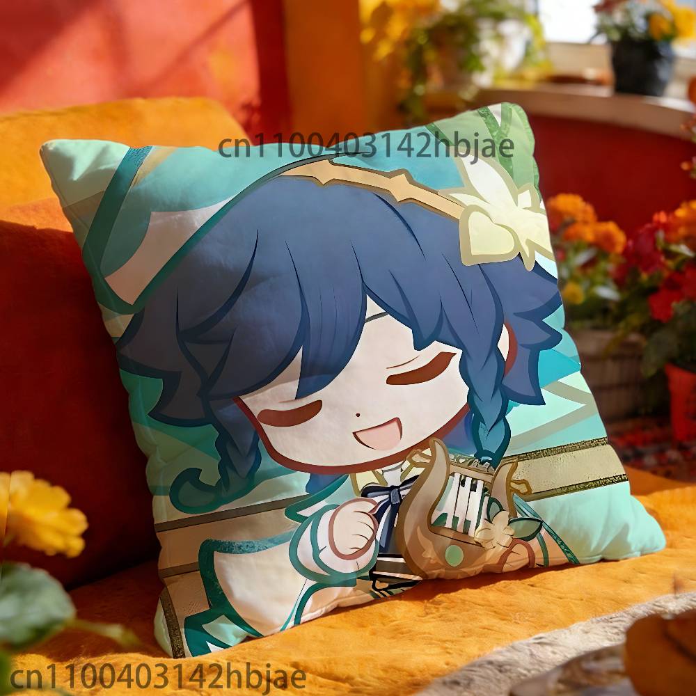 Venti Chibi Pillow Case Print Polyester Fiber 40X40 cm Home Sofa Throw Cushion Cover Decoration