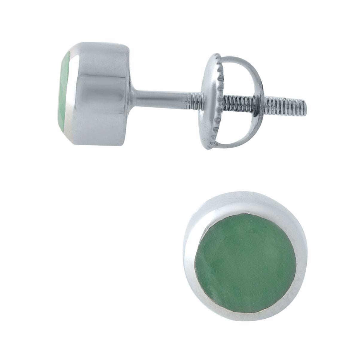 

Silver earrings with natural emerald 0.9ct (0923703) смарагдовий