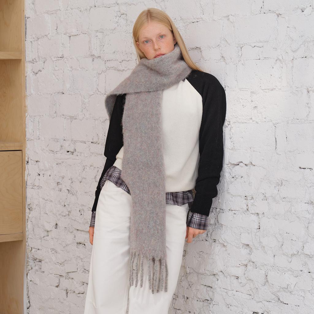 Colorful Silk Floral Mixed Color Scarf for Women in Winter Thickened Korean Style Soft and Waxy Solid Color Scarf