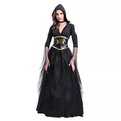 Halloween Adult Female Black V-neck Dress Vampire Ghost Reaper Witch Vampire Witch Costume