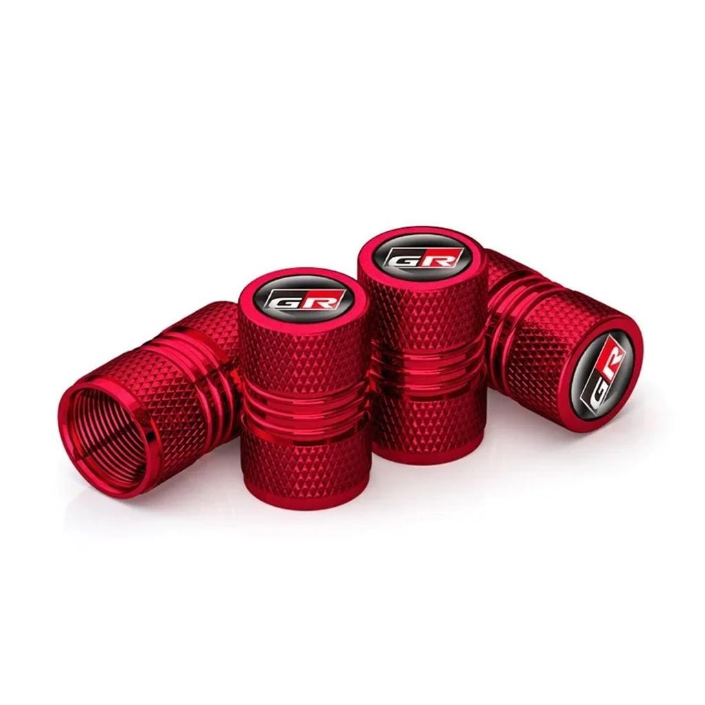 4pcs Car GR Sport Wheel Tire Stem Air Valve Caps Racing GR86 Plug Auto Accessories (Red)