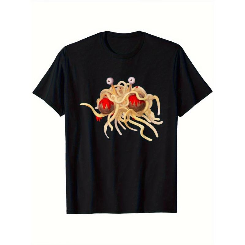 Vintage Flying Spaghetti Monster Graphic Y2K Retro T Shirt Women Unisex Cotton Tee Summer Spring Oversized Novelty Streetwear Loose S