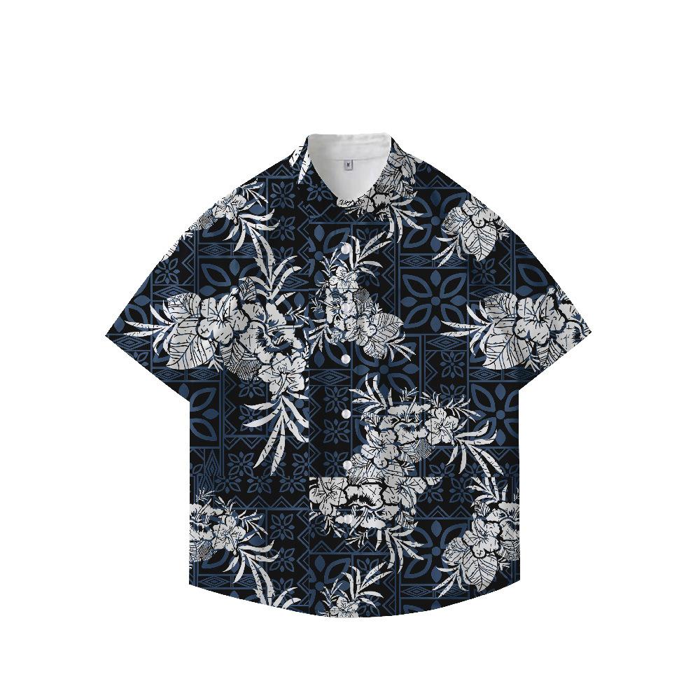Summer 3D Printed Short Sleeve Flower Shirt Men'S Vintage Hawaiian Beach Casual Loose Men'S Large Size Shirt