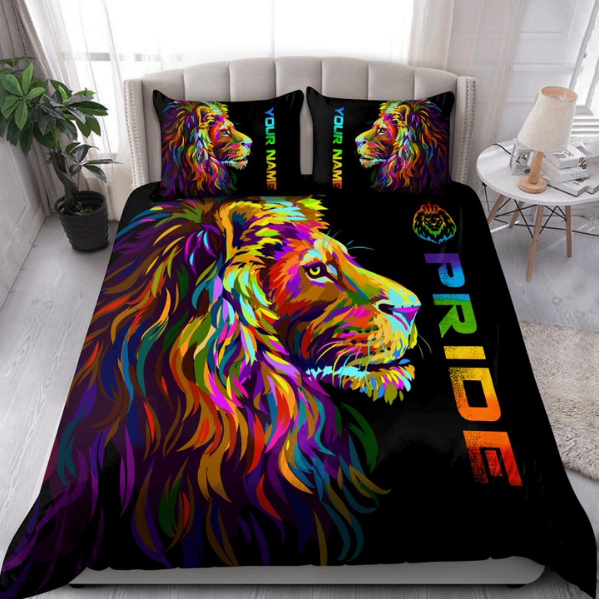 

Персоналізована футболка Tmarc Lgbt Lion Pride 2024 Lgbtq Flag Комплект постільної білизни Домашня постільна білизна Single 135x200cm