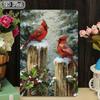 12x8 Inch 1pc Vintage Aluminum Metal Sign, 2D Flat Winter Cardinal Birds Christmas Farmhouse Indoor/Outdoor Decor
