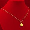 Vietnamese Gold-Plated Copper Fu Character Pendant Necklace for Women