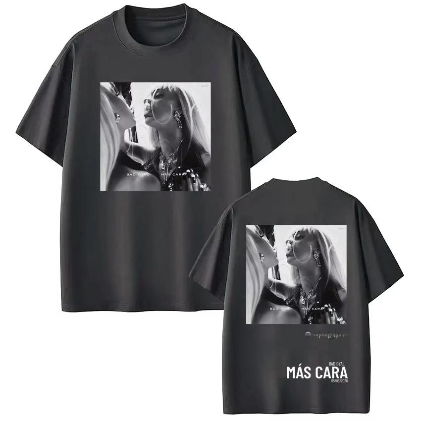 Bad Gyal Mas Cara New Album 2026 Tour Print Tshirt Men Women Vintage Tshirt Summer Shortsleeved Tee Casual Fashion Tshirts