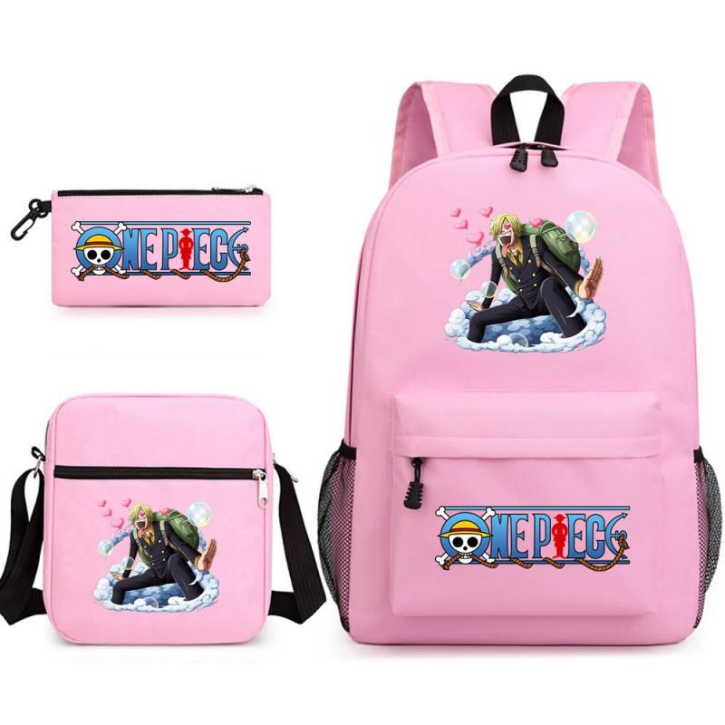 One Piece Anime Backpack Kids School Use Large Capacity Oxford Fabric Dual Shoulder Bag With Padded Straps