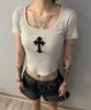 Bonseullipi Cross Square Neck T-Shirt (Beige)