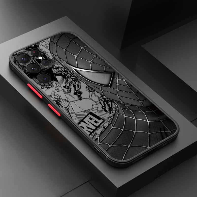 Spider-Man Iron Man Cover For Samsung S25 S24 S23 S22 S21 S20 S10 FE Ultra Plus Lite Frosted Translucent Phone Case