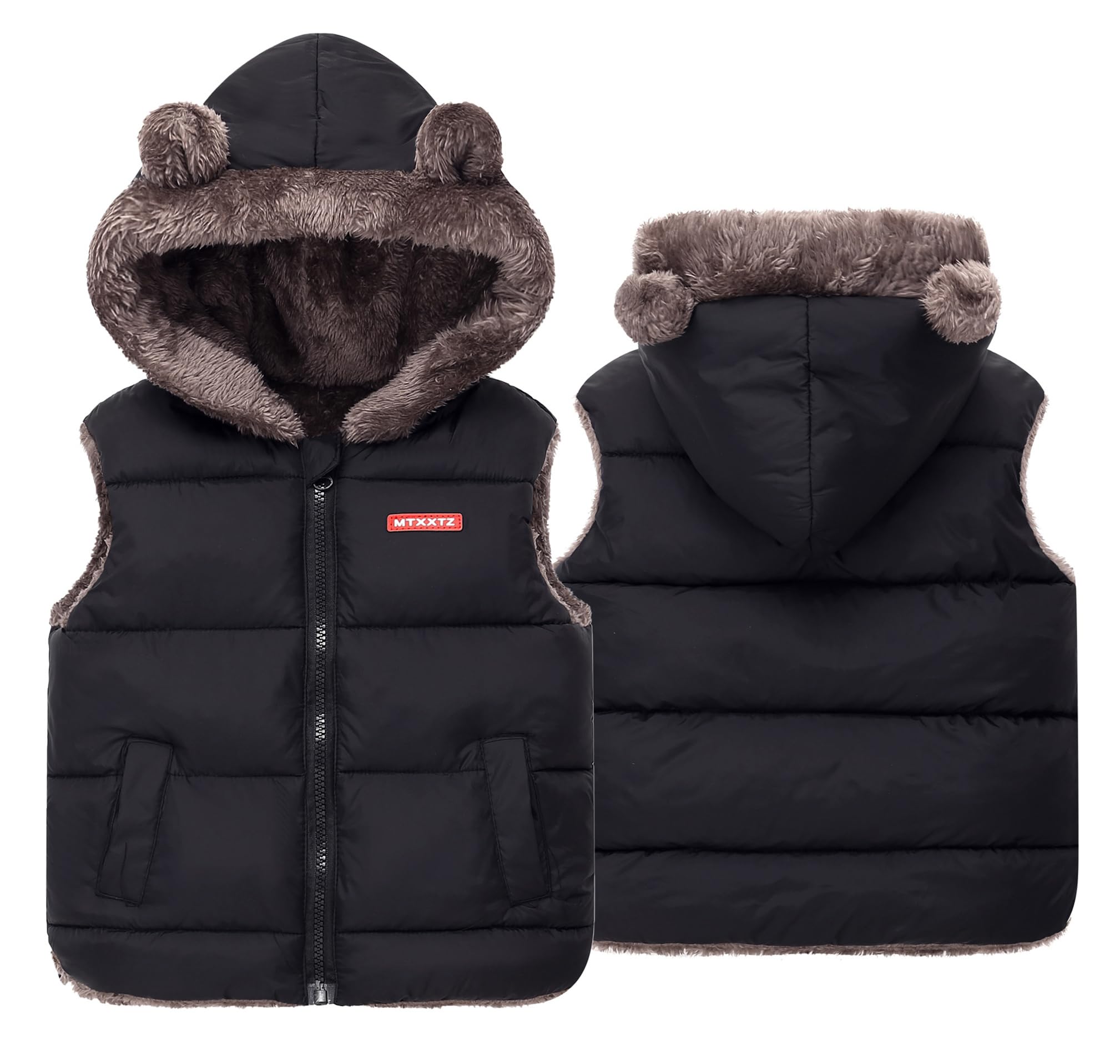 

AIEOE Пуховик из хлопка с капюшоном для мальчиков и медведя, плотный и идеальный для школы или размера 110 Детский жилет, Детская одежда, Жилет, Двусторонний чёрный