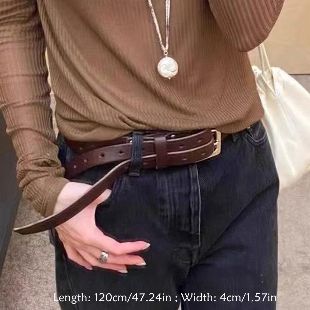 Y2K Leather Belt Personalized Waist Chain Jeans Pants Decor Hiphop Jeans Belt