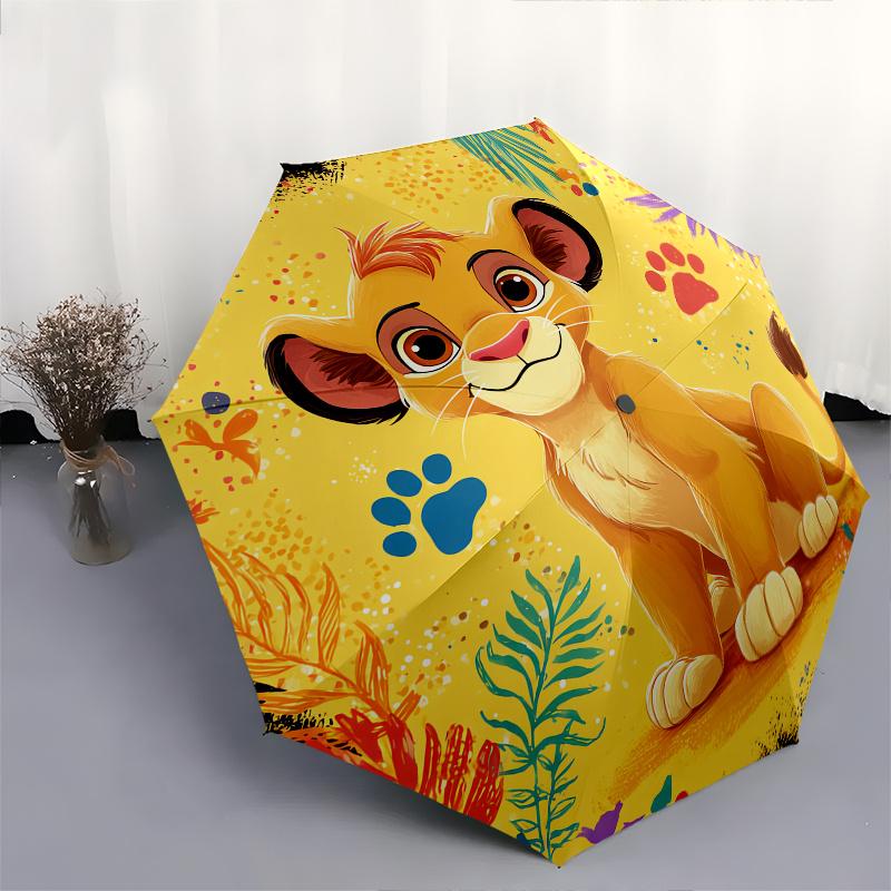 El Rey León de Disney, Simba, Paraguas Plegable Manual de la Jungla, Diseño Plegable Reforzado de 8 Varillas, Ligero