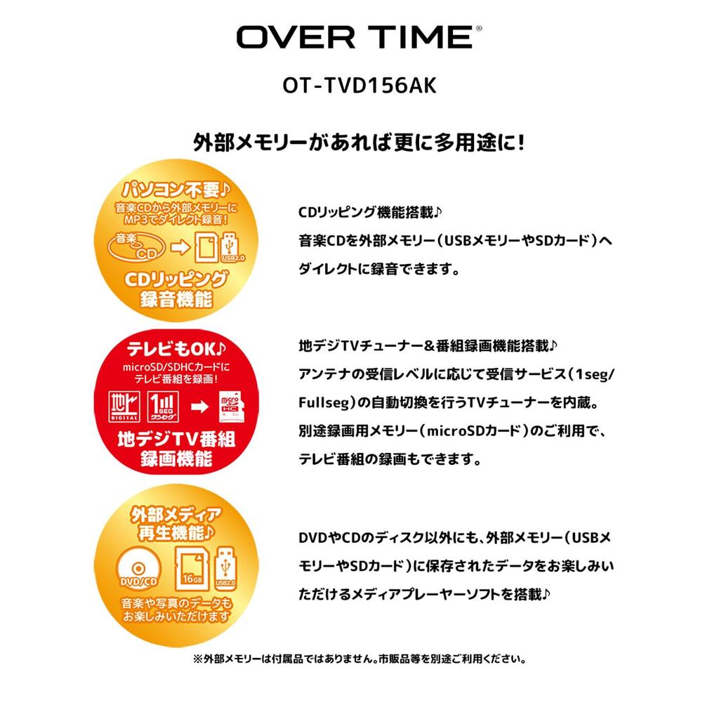 inch full segment portable DVD player 15.6