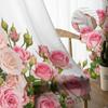 Blush Pink Rose Blossom Floral Bouquet Pure White Soft Tulle Transparent Drapes for Living Room Ornamentation Window Panel Curtain Ideal for Bedroom