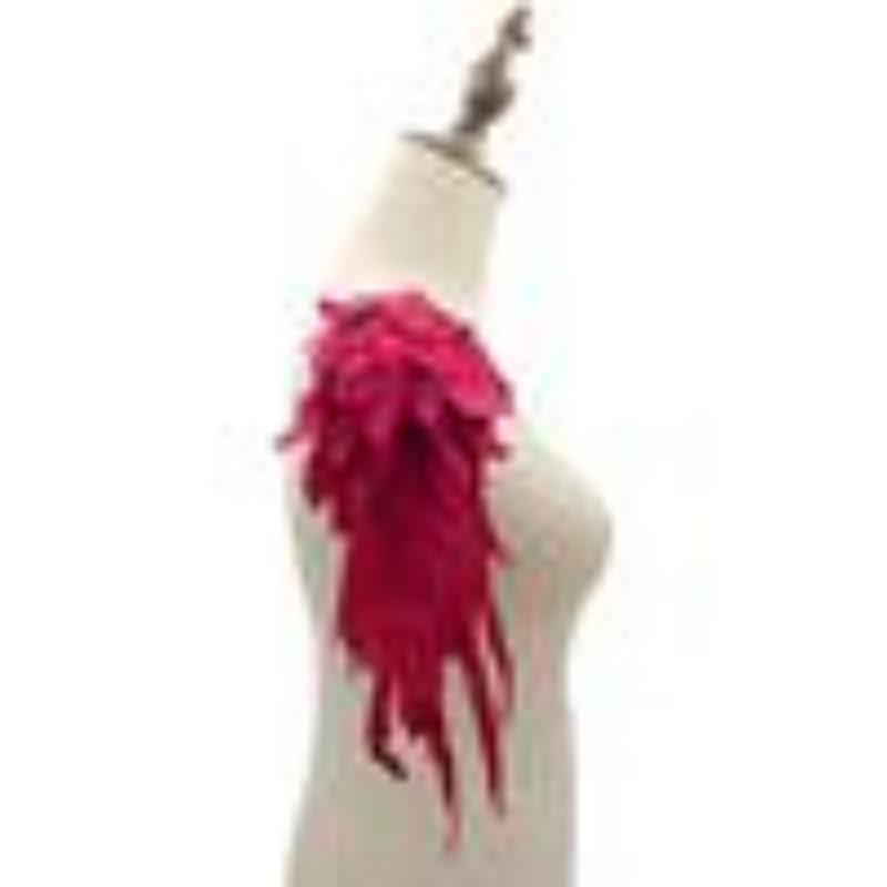 1Pair Gold Brown Embroidery Angel Wing Applique Sewing Flower Collar Patch for Wedding Party Gown Bridal Dress DIY Crafts