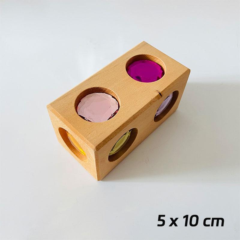 Grandi Blocchi da Costruzione Cubici con Gemme di Legno di Tiglio Blocchi di Cristallo Giocattoli Educativi Montessori in Legno Open-Ended per Bambini