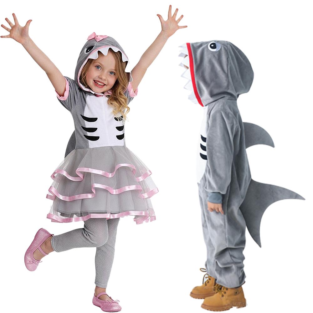 Pyjama Requin Dessin Animé 1er Juin Déguisement Requin Pyjama Flanelle Robe Garderie Tenue de Danse Spectacle Halloween Carnaval Ensemble