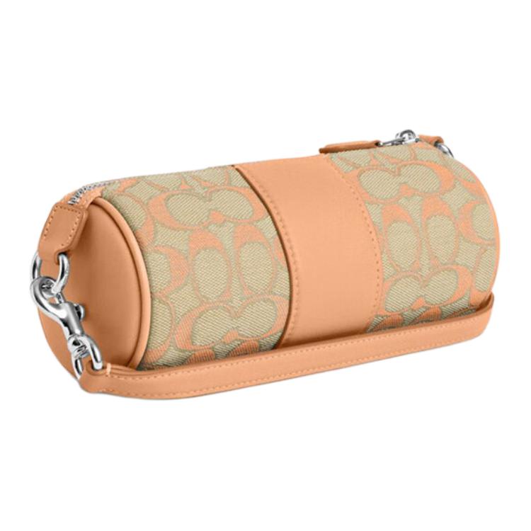 Coach Nolita 20 Classic Monogram Zip Closure Fabric And Leather Shoulder Tote Bag Small Women Handbags Light-Orange CU003-SVS9W