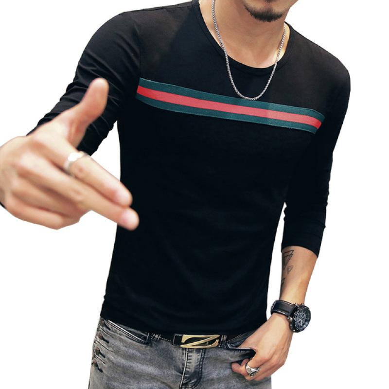 

Осенние тонкие мужские футболки с принтом, мужская облегающая дышащая повседневная футболка.