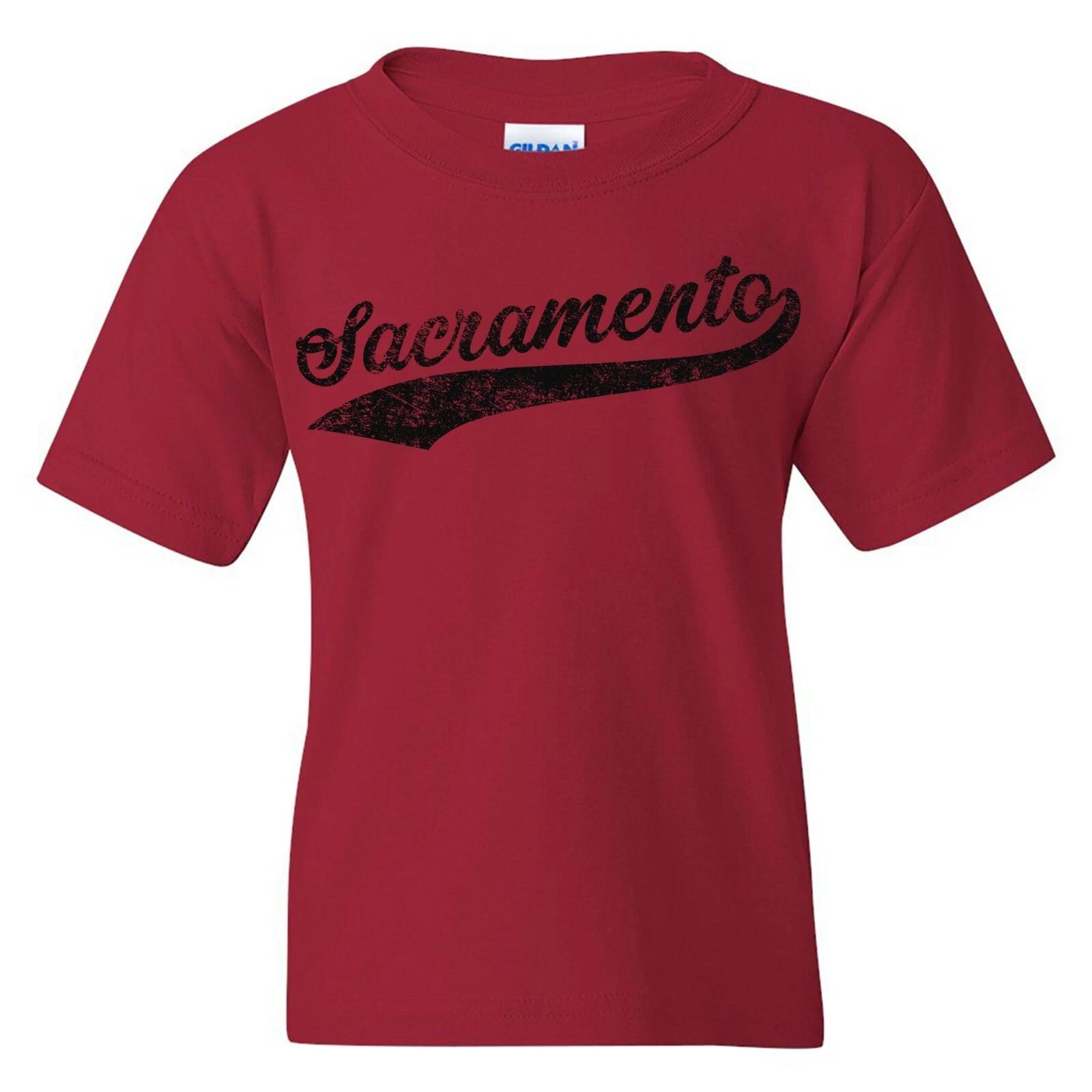 Sacramento Baseball Script Youth T-Shirt - Cardinal S