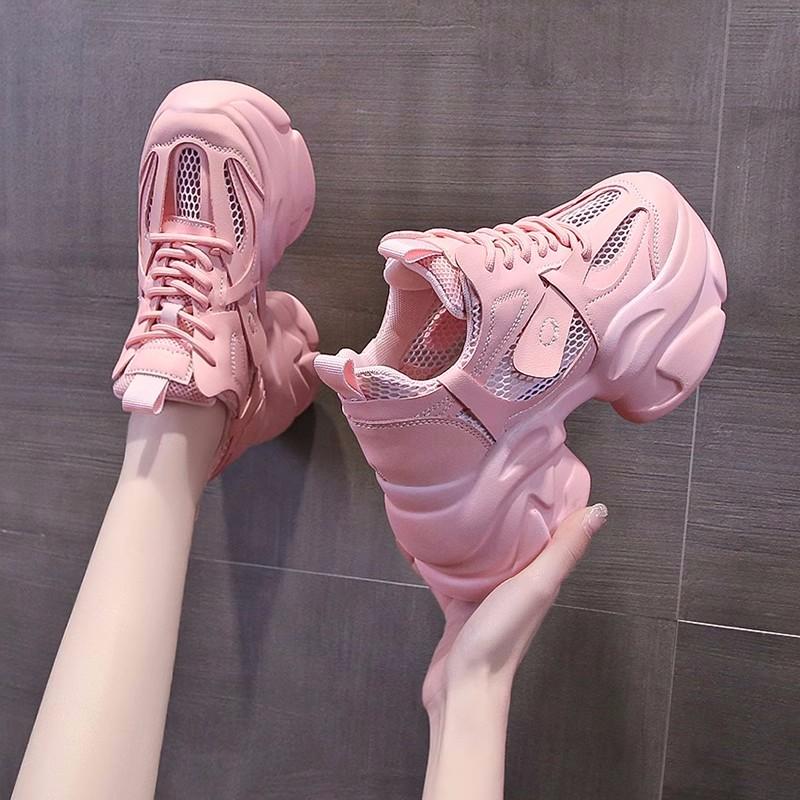 Fashion 9cm Hidden Heel White Shoes Trendy Women's Shoes New Breathable Thick Bottom Versatile Casual Shoe Comfortable Women's Sneakers