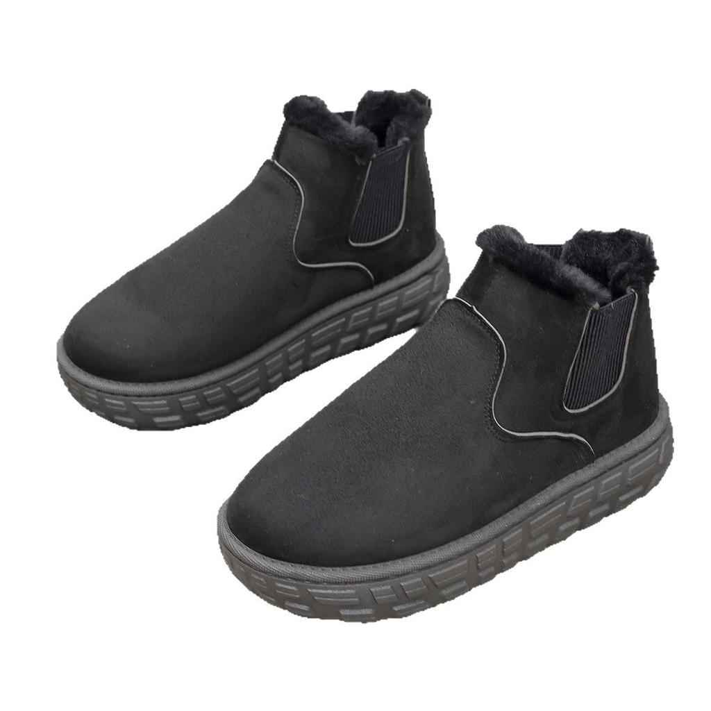 Foreign trade large size new 2025 autumn and winter snow boots women's warm solid color large size elastic band thick sole short cotton shoes batch
