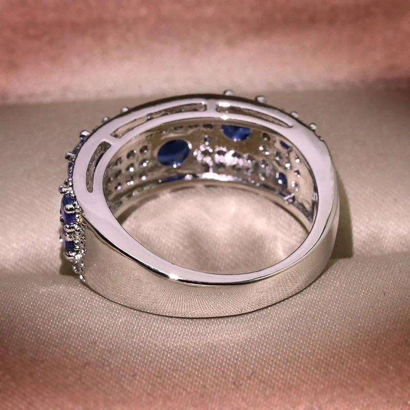 Huitan Dazzling Blue/White CZ New Ring for Women CopperColor Plated Wedding Engagement Trendy Female Accessories Modern Jewelry